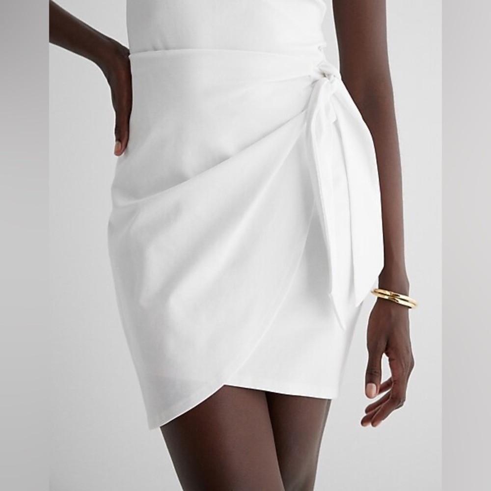 Express Mustard Tie-Waist Mini Dress - Picture 4 of 5